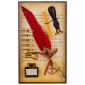 Set caligrafie cu pană roșie, călimară și sigiliu - Set Elegant pentru Scris Clasic