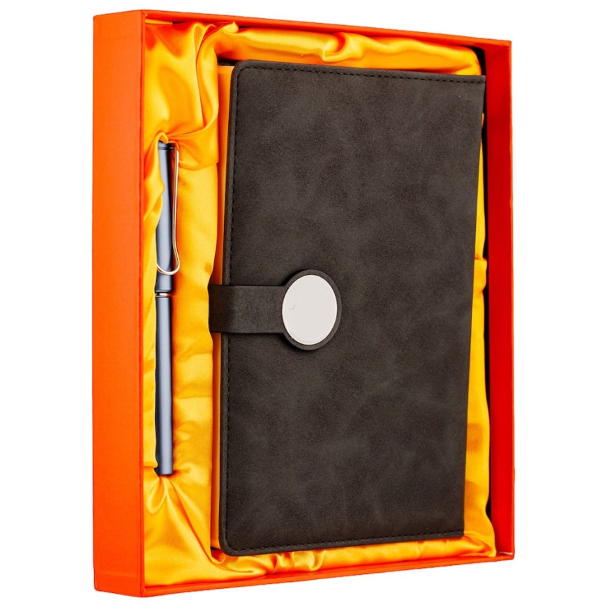 Set Agendă Catifea Neagră cu Pix – Eleganță Premium