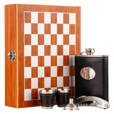 Set Ploscă Neagra cu Șah – Cadou Elegant și Practic