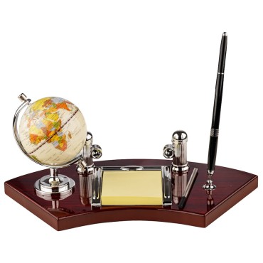 Set birou premium cu glob și pix – organizator birou